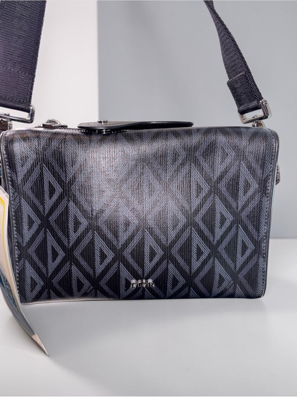 Christian Dior Hit the Road Black CD Diamond Crossbody Messenger Bag Unisex
